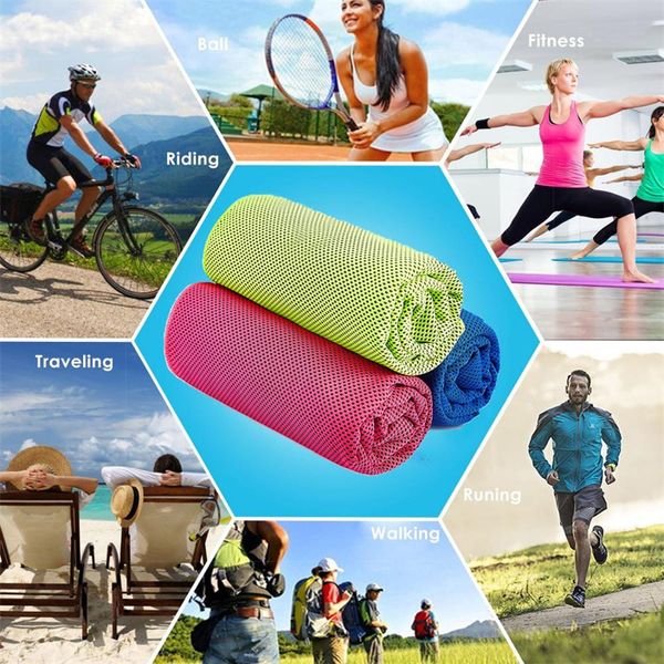 Serviette de sport glacée en microfibre, à séchage rapide, pour course à pied, Yoga, Gym, Club