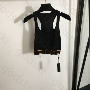 Sport gebreide tanktop dames fahshion ontwerper eenvoudige halter tops camisole vintage printing sexy crop tops