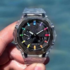 Sport-LED digitaal herenhorloge Iced Out-horloge Volledig functioneel Waterdicht Wereldtijd Ultradunne eiken-serie Afneembaar en Assembl274Y