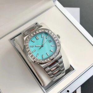 Sport Leisure Diamond Mechanical Watch Unisex Series Japanse prototype Kaliber 8215 Automatisch wikkelen 40 mm Turquoise Dial Nautilus Watch