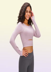 T-shirt de sport à manches longues, soutien-gorge demi-court, tenue de yoga, coupe slim, fitness, haut pour femme, avec coussin de soutien-gorge, réservoir d'exercice sexy Europ9650790