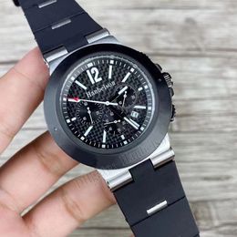 Sportheren horloge vezelige wijzerplaat Japan Quartz chronograaf roestvrijstalen kast tweekleurige rubberen strap montre de luxe polshorloge 43 mm 43 mm