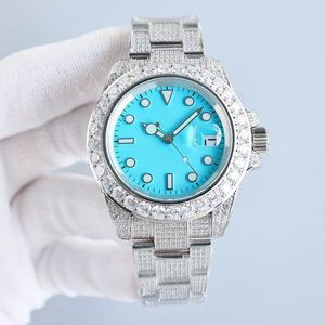 Mens horloges Luxe zakelijk horloge 42 mm wijzerplijnpolspolspolspolstaal roestvrijstalen diamantriem automatische ketting mechanische polshorloges