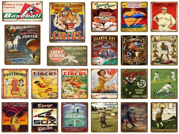 Carteles de chapa de Metal para deportes, cartel de béisbol, Golf, fútbol, placa de Metal de circo Vintage, Pub, Bar, gimnasio, placa decorativa de pared, decoración del hogar 973176508678