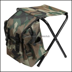 Sport Outdoors MTI-functie Draagbare opvouwbare stoel Camouflage Rugzak Cam Vissen Kruk Outdoor Fou99 Aessoires Drop Levering 2021 Jag2o