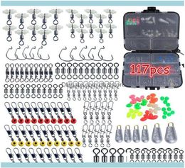 Sport buitenshuis177pcs crank hook snaps rollende draaibare vissen connector lumineuze kralen zinklood tackle boxes aessories kit druppel de9588974