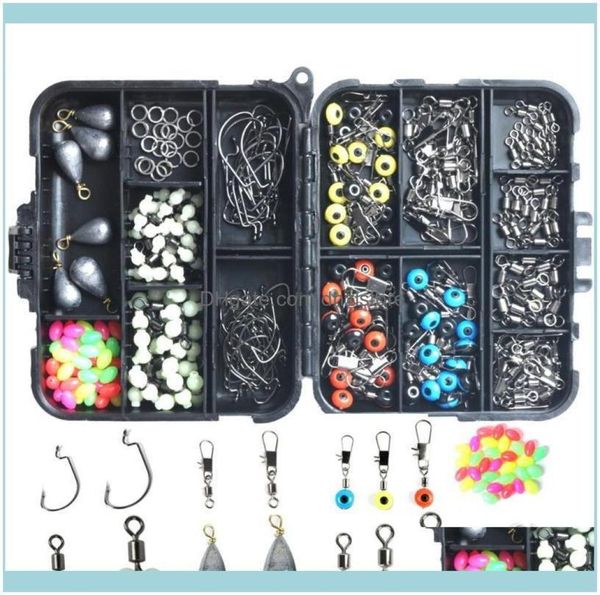 Sports Outdoors251pcsbox Fishing Aessories Kit avec swivels Hooks Poids Poids Slides Beans Bobbers Bobbers Box Tackle Dro6067112