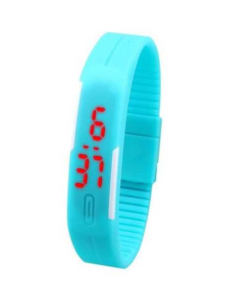 Sports Rectangle LED Affichage numérique Touch SN Montre des bracelets en silicone en caoutchouc