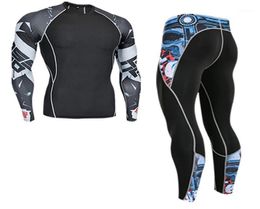 Sport-hardloopshirts Tops met lange mouwen Hardlopen Leggins 2-delig Trainingspak Heren Compressieleggings Rash gard Mannelijke uitrusting Sportkleding 4XL11837369