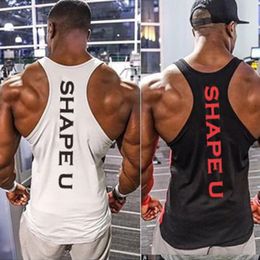 T-shirt Sports Men Gym Fitness Tops Tee Shirt Stringer Bodybuilding Singlets Muscle Vest T-shirt Workout Shirt 240428