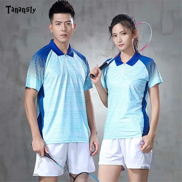 Chemise de sport polo chemises de badminton femmes/hommes chemise de tennis de table vêtements de sport à séchage rapide T-shirt dames Polyester 240304