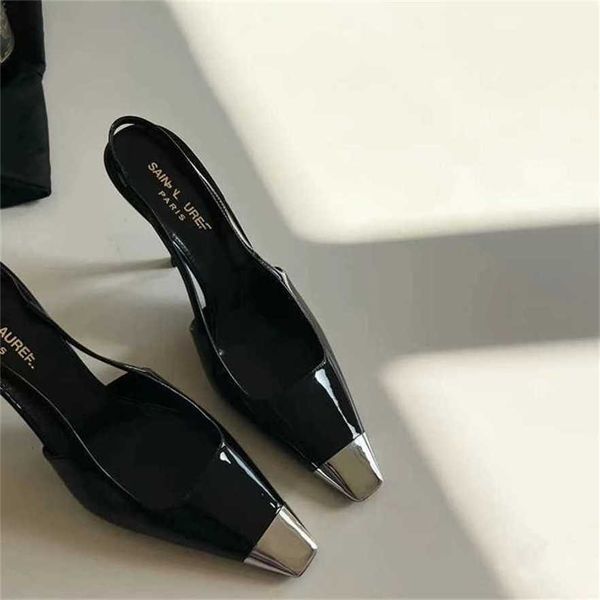 Chaussures de sport 2024 édition Shengjia, sandales hautes pointues et sexy, cuir laqué Super modifié, talon fin, hauteur 9.0cm 7.0cm