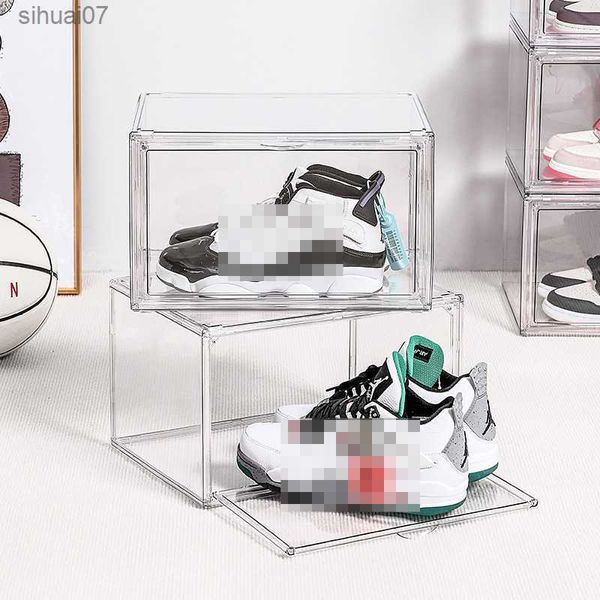 Chaussures de sport Boîte de chaussures de rangement en acrylique Antioxydant Armoire de chaussures transparentes Chaussures transparentes AUFBEWAHRUNGSBOX Rangement de rangement mur L230705