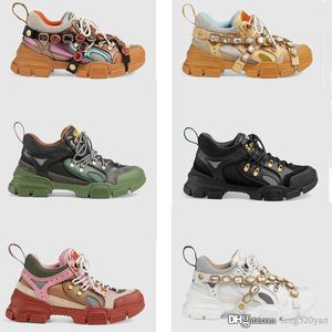 Dikke zolen Casual schoenen vrouwen platform Reizen lederen veter sneaker Gesp mode dame ontwerper Running Trainers mannen Diamonds gym sneakers Grote maat 35-45