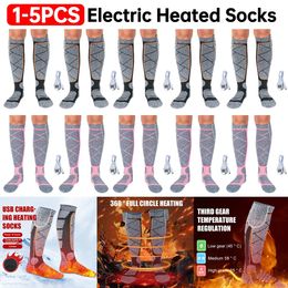 Chaussettes de sport 1 5PC unisexe électrique chauffé 3 niveaux de chauffage pied réglable chaud hiver Sport de plein air bas de ski 231129