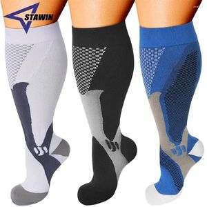 Chaussettes de sport 1 paire Compression pour hommes et femmes 20-30 mmHg à l'extérieur Running Travel infirmières Athletic