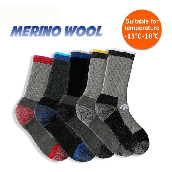 Chaussettes De Sport 1 Paire Laine Mérinos Thermique Hiver Garder Au Chaud Doux Ski Randonnée Sport En Plein Air Snowboard Thermosock Épaissir Pour Hommes Femmes 230413