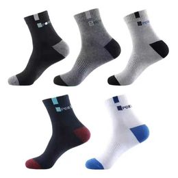 Chaussettes de sport 10 pièces = 5 paires/lot chaussettes mi-longues pour hommes EU36-44 bas de déodorant de sport pour hommes basket-ball respirant course à séchage rapide P230511