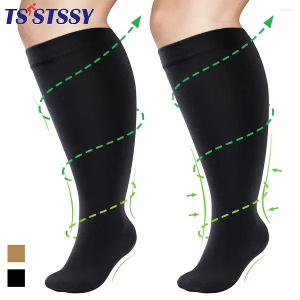 Chaussettes de sport 1pair plus taille 2xl-7xl Sleeurs de compression athlétique Jouge de la jambe