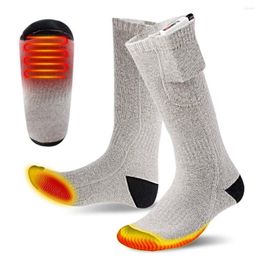 Chaussettes de sport, 1 paire, chauffées thermiquement à 35 degrés, avec batterie Rechargeable par Usb, épaisses, Super confortables, gardent les pieds au chaud, Ski