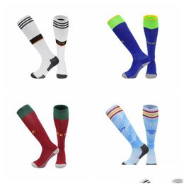 Chaussettes de sport 2022 2023 Brésil Français Argentine Mexique Allemagne Japon Angleterre Kane Équipe nationale Usas Football Adt Enfants Genou épais Dro DHD3A