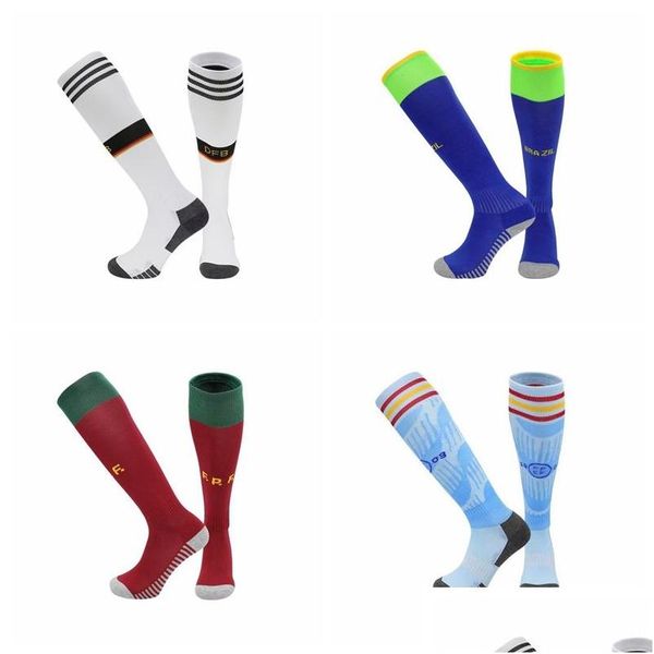 Chaussettes de sport 2022 2023 Brésil Français Argentine Mexique Allemagne Japon Angleterre Kane Équipe nationale Usas Football Adt Enfants Genou Épais Dro Dhcdy