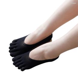 Chaussettes de sport d'été en coton pour femmes, douces à cinq doigts, fines, couleur unie, antidérapantes, bout fendu, maille Fine, pour filles, 2023