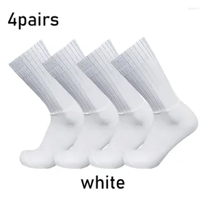 Chaussettes de sport 2024 Aero couleur Pure cyclisme 4 paires/ensemble Silicone antidérapant Pro course vélo été Cool Calcetines