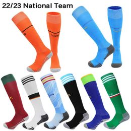 Sportsokken 22/23 Seizoen Nationaal Team Voetbal Sock Volwassen Kid Dikkingshanddoek Bodem Knee High Football Training Match Sport Racing Stocking P230511