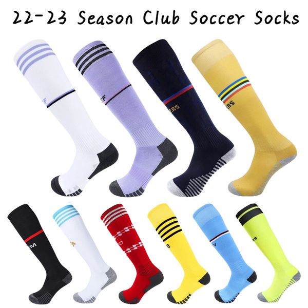 Chaussettes de sport 2223 saison européen club de football adultes enfants professionnels longs tube de football serviette à fond coton respirant 230811