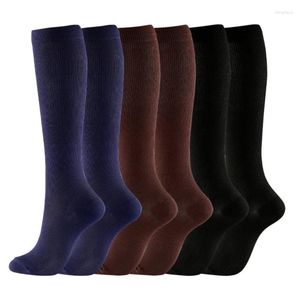 Chaussettes de Sport 3 paires, bas de Compression pour femmes et hommes, hauteur des genoux, œdème enceinte, diabète, varices, course à pied, voyage, Sport