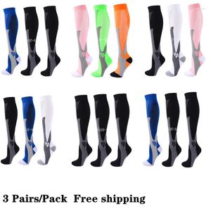 Chaussettes de sport 3 paires/pack, bas de Compression pour course à pied, adaptés au cyclisme, Football, varices, hommes femmes, respirantes, soins infirmiers