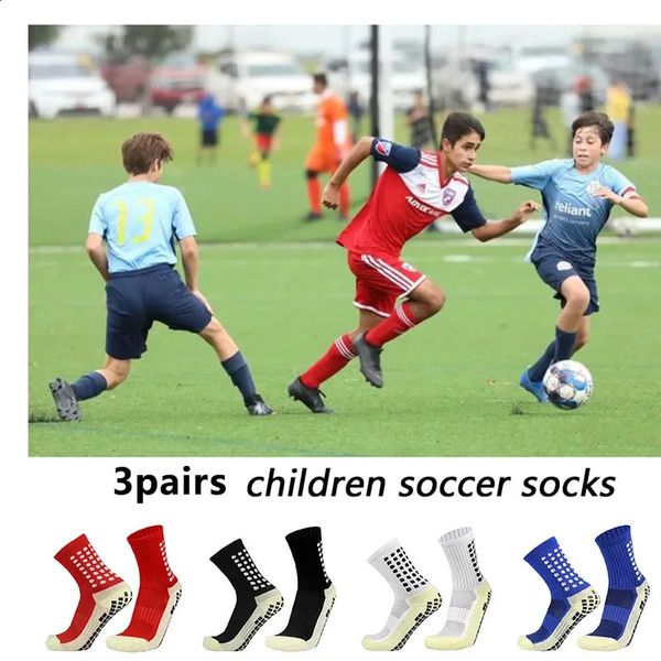 Chaussettes de sport 3 paires taille 35-40 enfants adolescent respirant sport chaussettes de football Sports de plein air antidérapant Silicone Grip chaussettes de football 231109