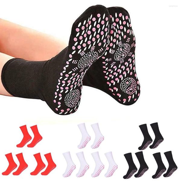 Calcetines deportivos 3 pares de turmalina autocalentable que estimulan los puntos de acupuntura Plantillas antifatiga calentadas en negro/rojo/blanco Accesorios para bicicletas