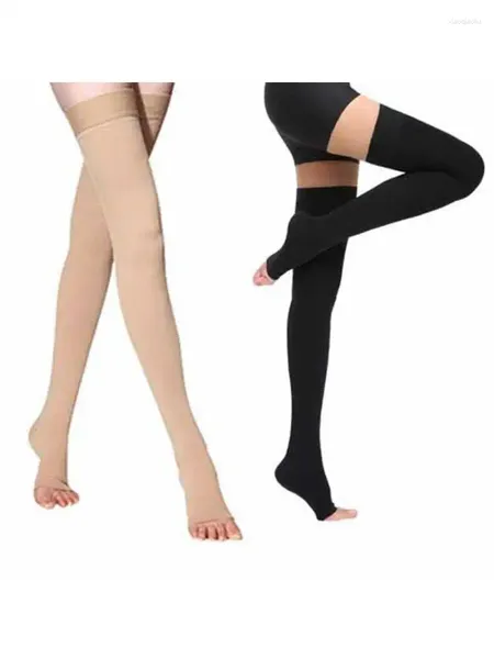 Calcetines deportivos 40-86kg Mujeres Compresión Venas varicosas 20- 30mmHg Elástico Enfermería Fitness Medias de yoga sobre la rodilla S Xxl