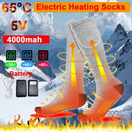 Sportsokken 4000 mAh Verwarmde Winter Elektrische Thermische sokken heren Verwarming Voet Warmer Warm Fietsen Ski 231128