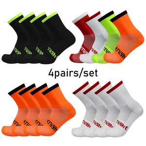 Chaussettes de sport 4 paires/ensemble chaussettes de sport de cyclisme confortable respirant Pro cyclisme course chaussettes en plein air VTT chaussettes Calcetines Ciclismo 231101