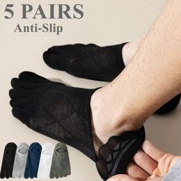 Calcetines deportivos 5 pares Hombres Punta antideslizante con dedos separados No Show Zapatilla invisible Hombre Cinco dedos Malla de verano