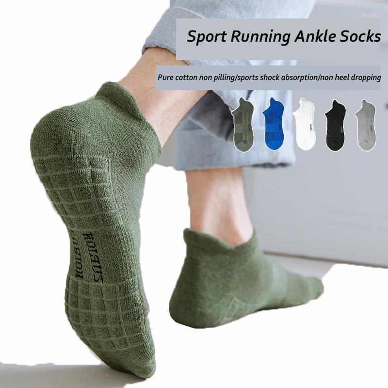 Sports Socks 5 Pairs Men Sport Ankle Professional Thick Cushion Comfort Breathable Fitness Compression Running Low Cut Tab Sock