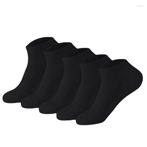 Calcetines deportivos 5 par/set hombres algodón equipo deporte absorbente sudor suave vestido Casual compresión medio negro blanco tobillo QuerterSock