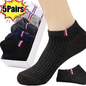 Sportsokken 5pairs zomer dunne boot mannen casual ademende zweet absorberende kalibratie zwart bedrijf enkel sox sportsok 230811