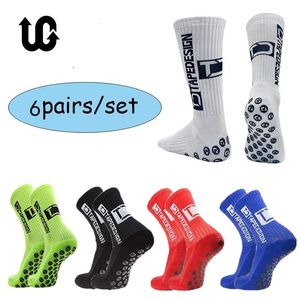 Chaussettes de sport 6 paires/lot ANTI SLIP Tapedesign chaussettes de Football mi-mollet antidérapant Football Sport cyclisme Sport hommes chaussette EU38-45 231009