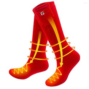 Chaussettes de sport Un cadeau pour l'hiver froid Chauffage électrique Batterie rechargeable Santé Femme endormie Fille Ado Rouge