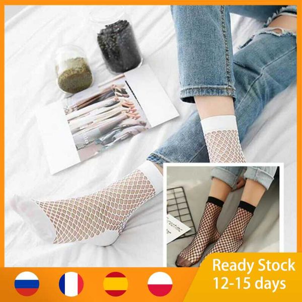 Calcetines deportivos Anti Hook Wire Tobillo Transparente Casual Moda Mujeres Hollow Net Silk Thread Able Mesh Black