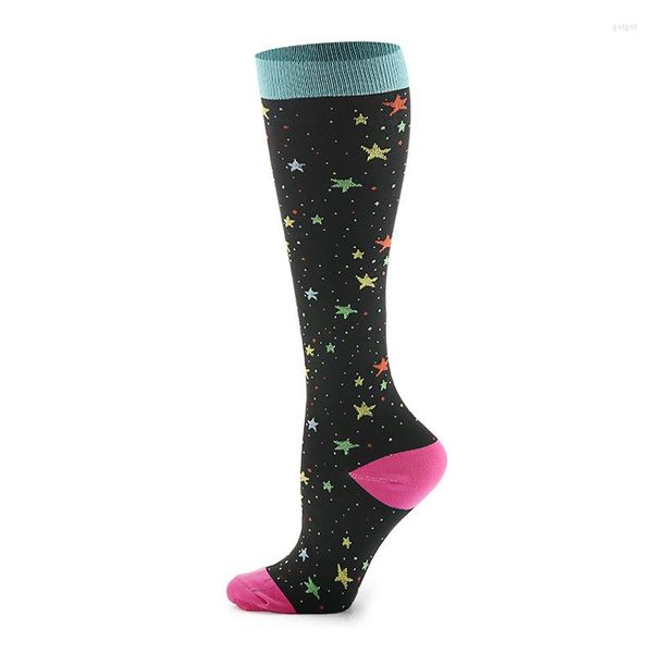 Calcetines deportivos Brothock Girls tubo largo sobre la rodilla medias de compresión patrón de estrella de secado rápido presión algodón fino al por mayor