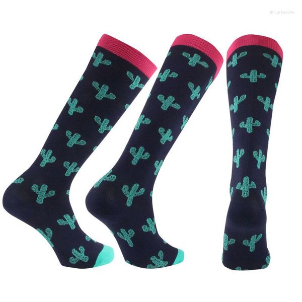 Chaussettes de sport Brothock femmes cyclisme pression coton Cactus motif athlétique Compression bas course en plein air