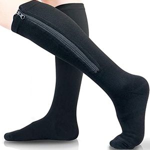 Chaussettes de sport Brothock Zipper Compression Femmes Hommes Haute élasticité Nylon Bout fermé Bas de pression pour œdème varices 230824