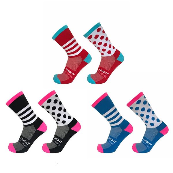 Chaussettes de sport calcetines ciclismo hombre chaussettes de cyclisme rayées à pois course multicolore course confortable et respirante 231011