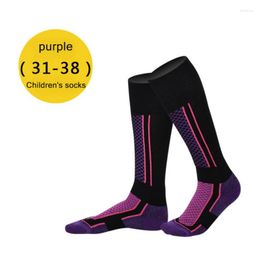 Chaussettes de sport pour enfants, en coton épais, thermique, pour l'hiver, pour le snowboard, le cyclisme, le ski, la randonnée, jambières
