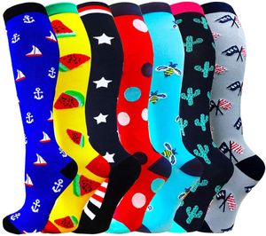 Chaussettes de sport chaussette de Compression 7 paires/lot mélange course unisexe infirmières vol voyage jambe pression compresse cyclisme chaussettesSports